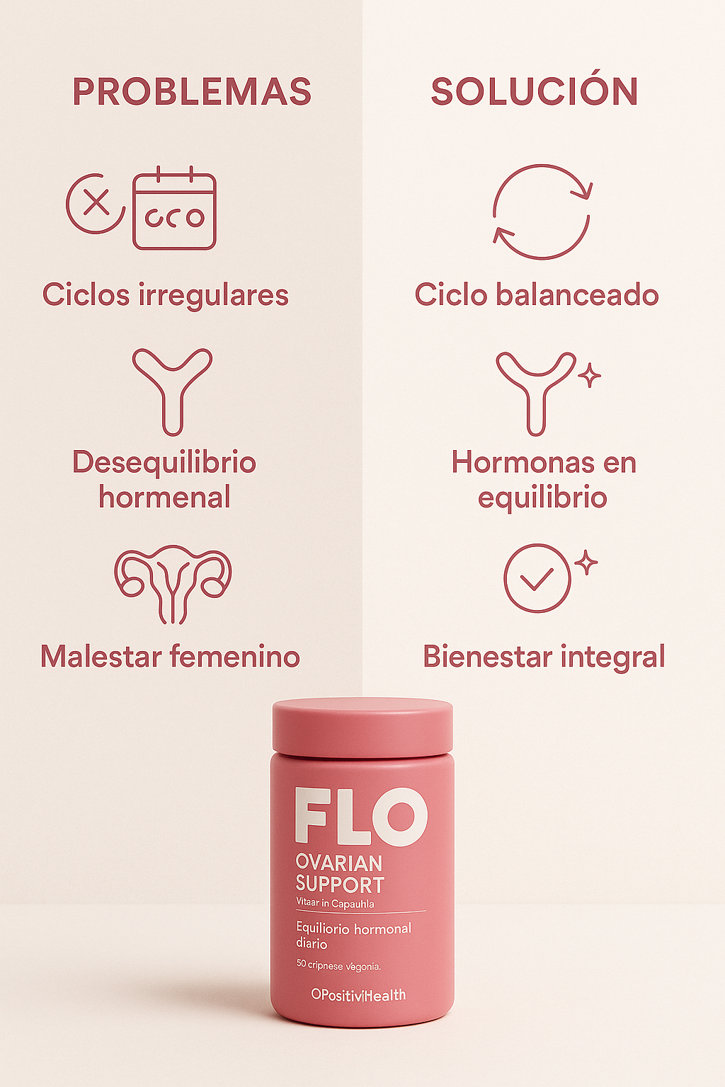 FLO -Fórmula para Equilibrio Hormonal, Ciclos Regulares y Bienestar Ovárico Real