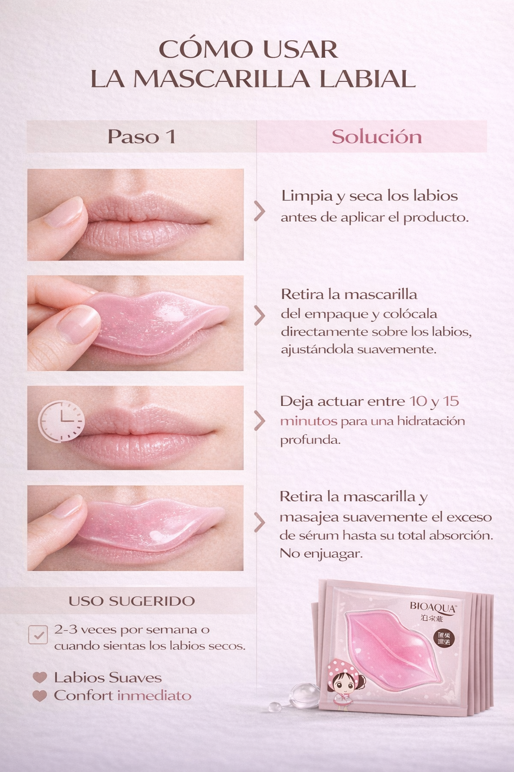 Colágeno para Labios que Hidrata, Aumenta Volumen y Deja un Acabado Suave y Juvenil