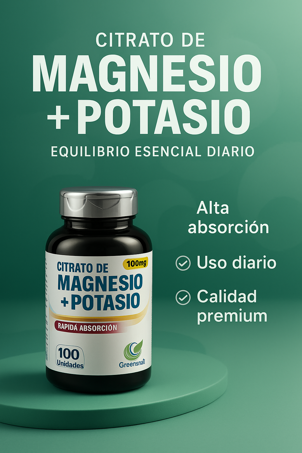 Citrato de Magnesio + Potasio para Energía Estable, Recuperación Rápida y Cero Calambres