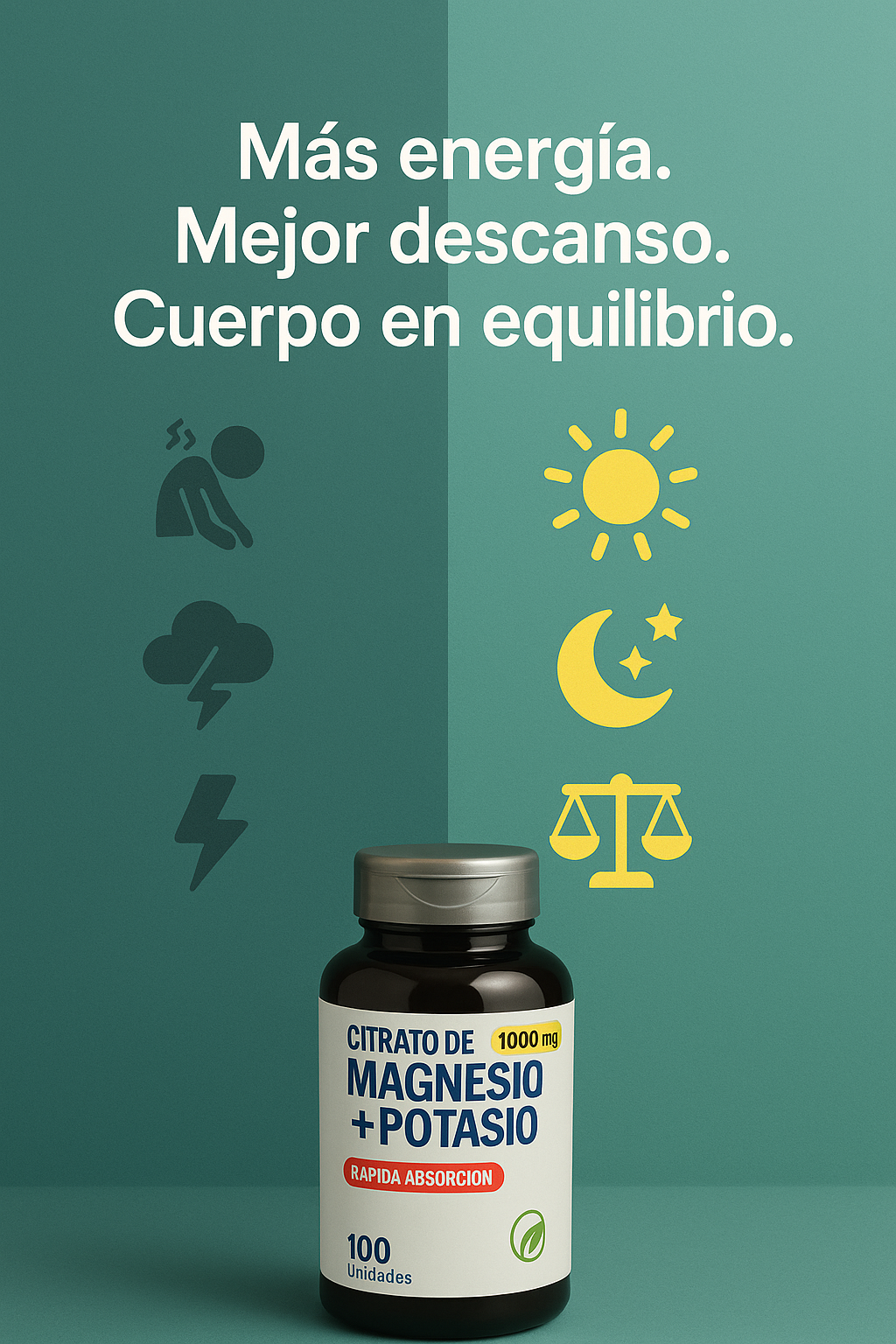 Citrato de Magnesio + Potasio para Energía Estable, Recuperación Rápida y Cero Calambres