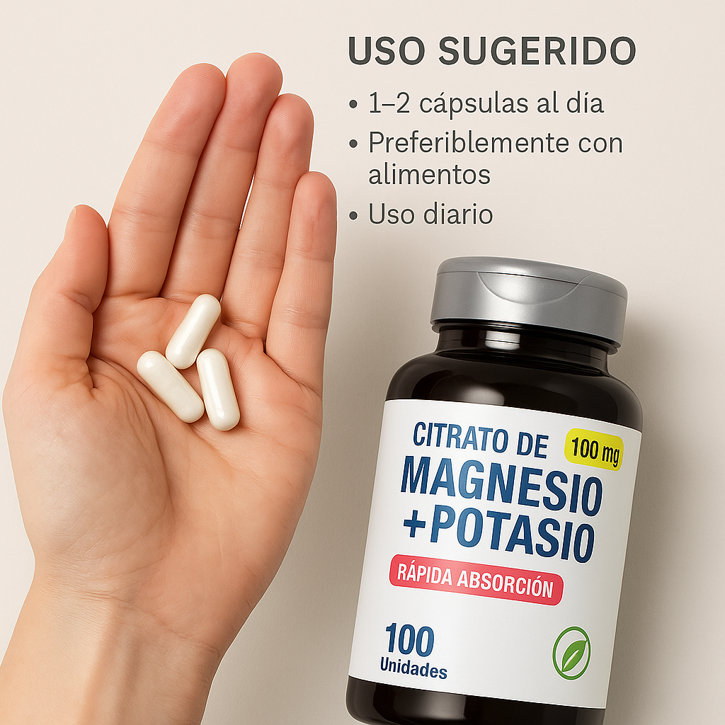 Citrato de Magnesio + Potasio para Energía Estable, Recuperación Rápida y Cero Calambres