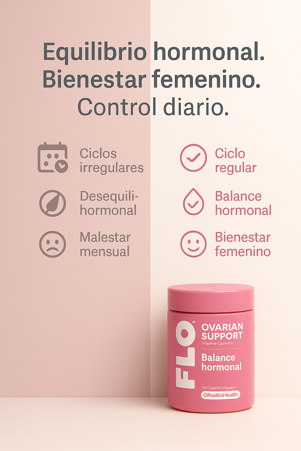FLO -Fórmula para Equilibrio Hormonal, Ciclos Regulares y Bienestar Ovárico Real
