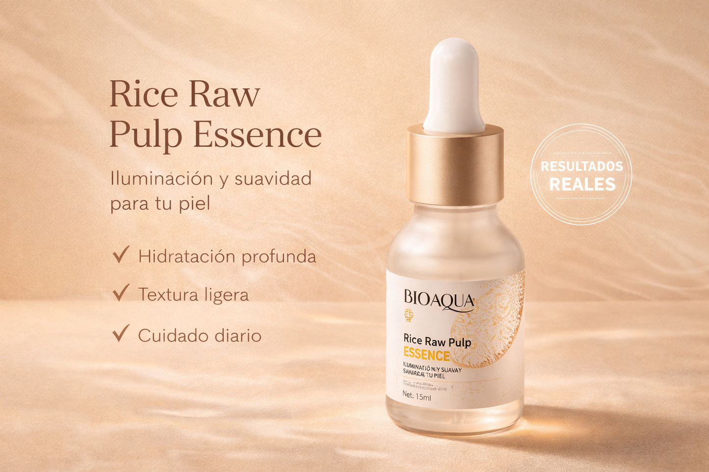 Sérum de Arroz Iluminador que Aclara Manchas, Suaviza la Piel y Da Brillo de Porcelana