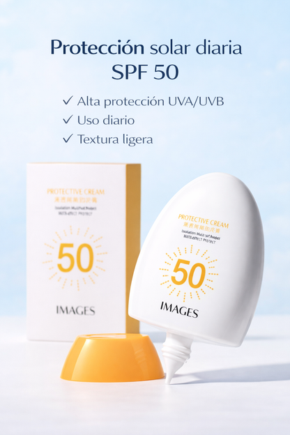 Protector Solar Ligero que Hidrata, Ilumina y Protege con FPS Alto