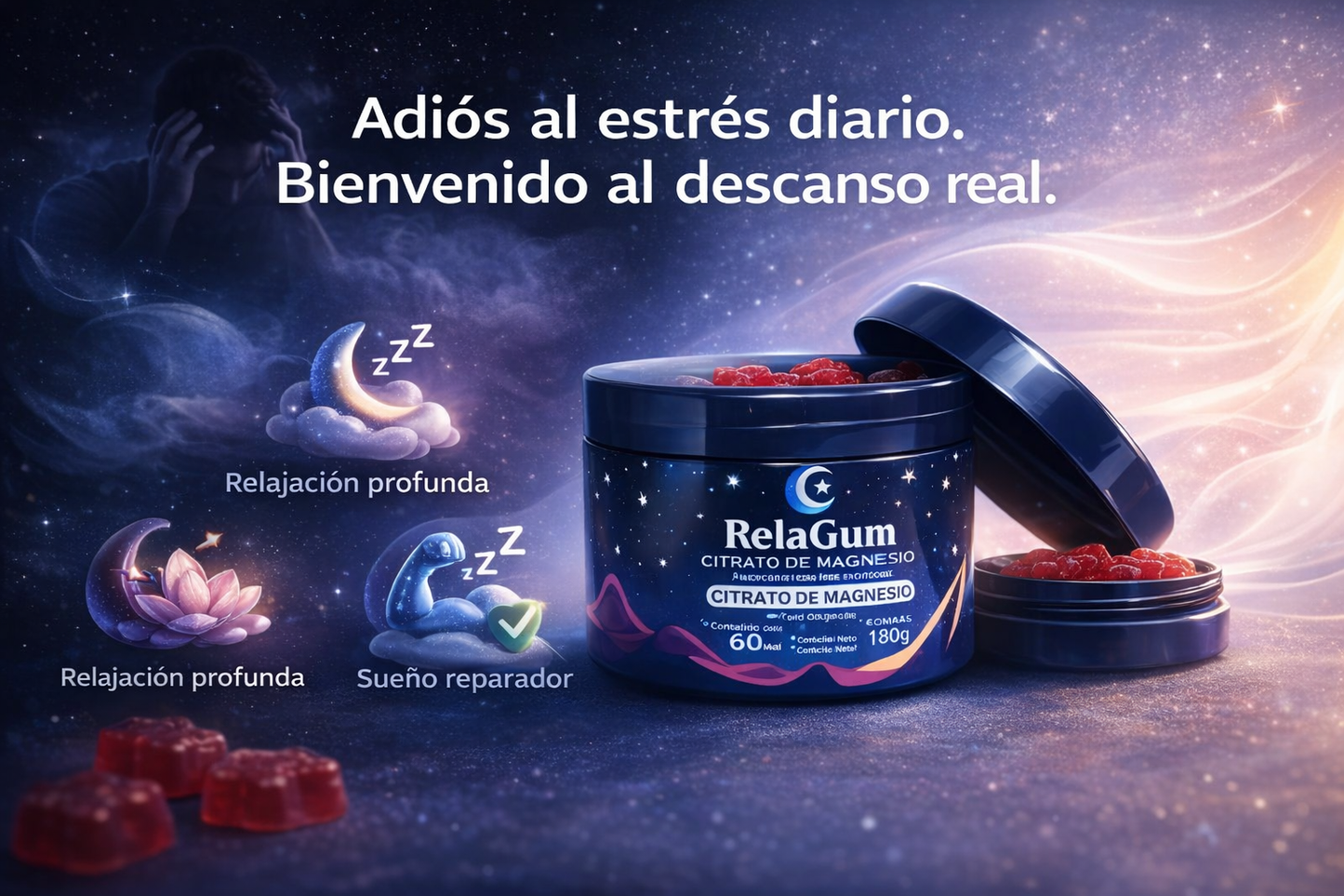 Gummies Relajantes que Reducen Estrés, Calman la Mente y Mejoran tu Descanso