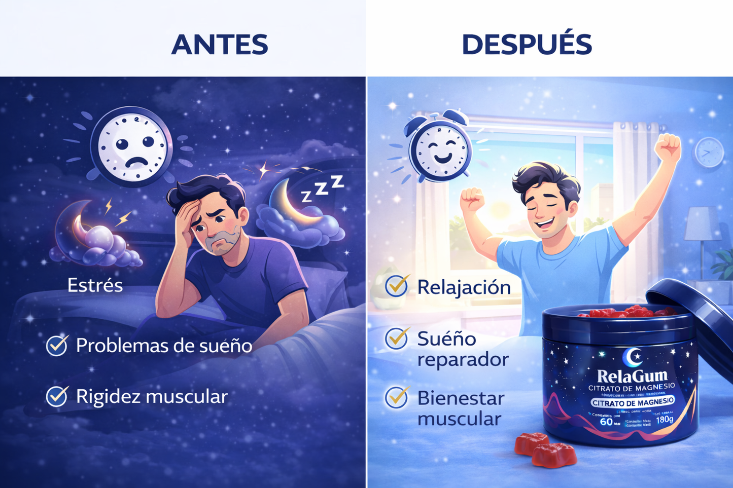 Gummies Relajantes que Reducen Estrés, Calman la Mente y Mejoran tu Descanso