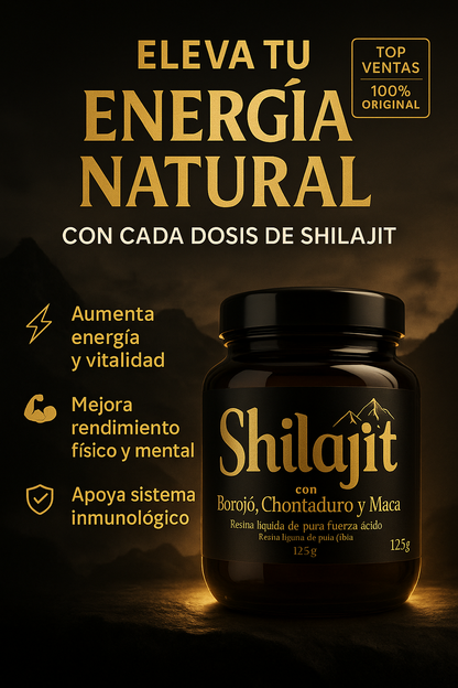 Shilajit Puro Potenciado para Energía, Testosterona y Rendimiento Máximo